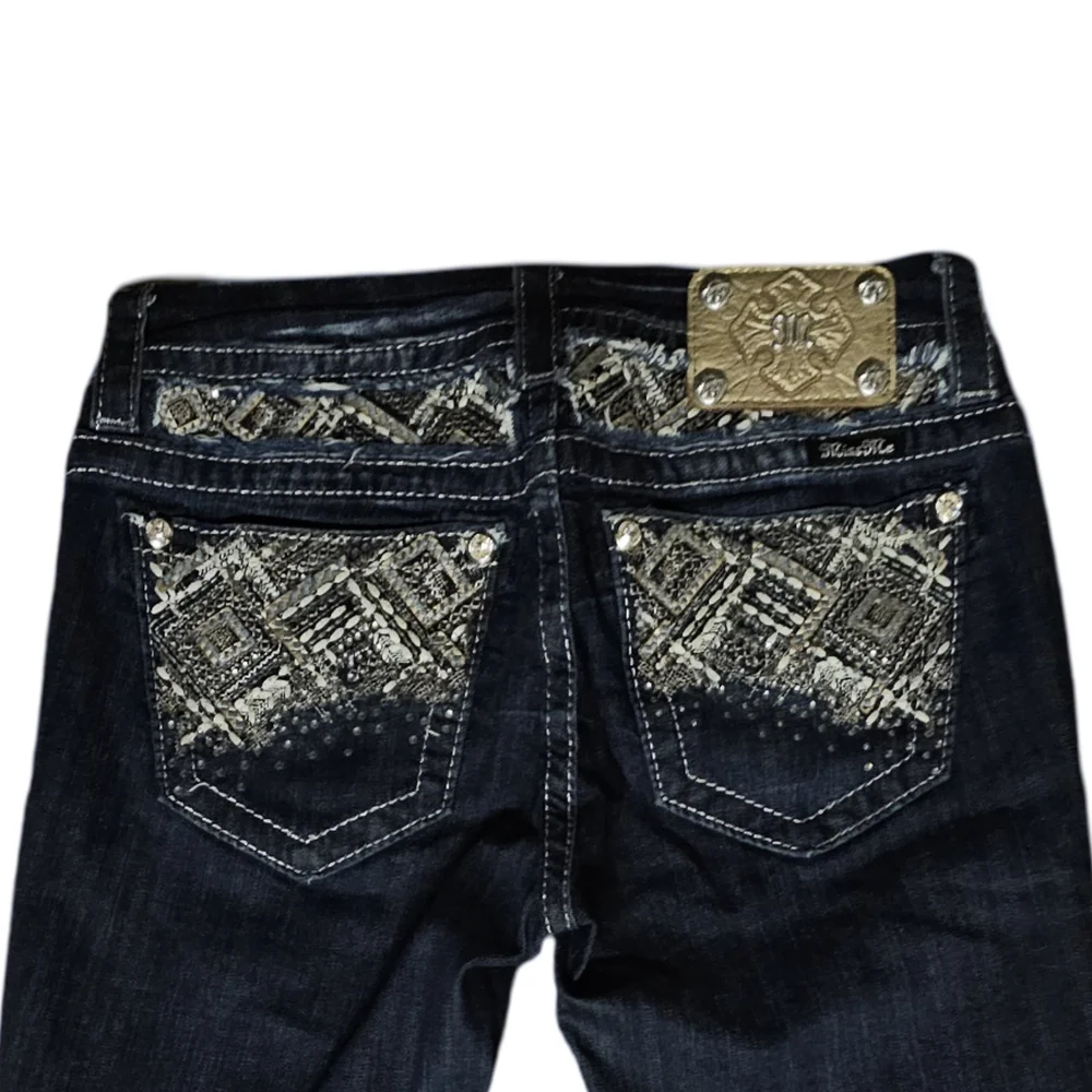 Miss Me Boot Cut Blue Jeans with Vintage Distressing - Picture 6 of 8